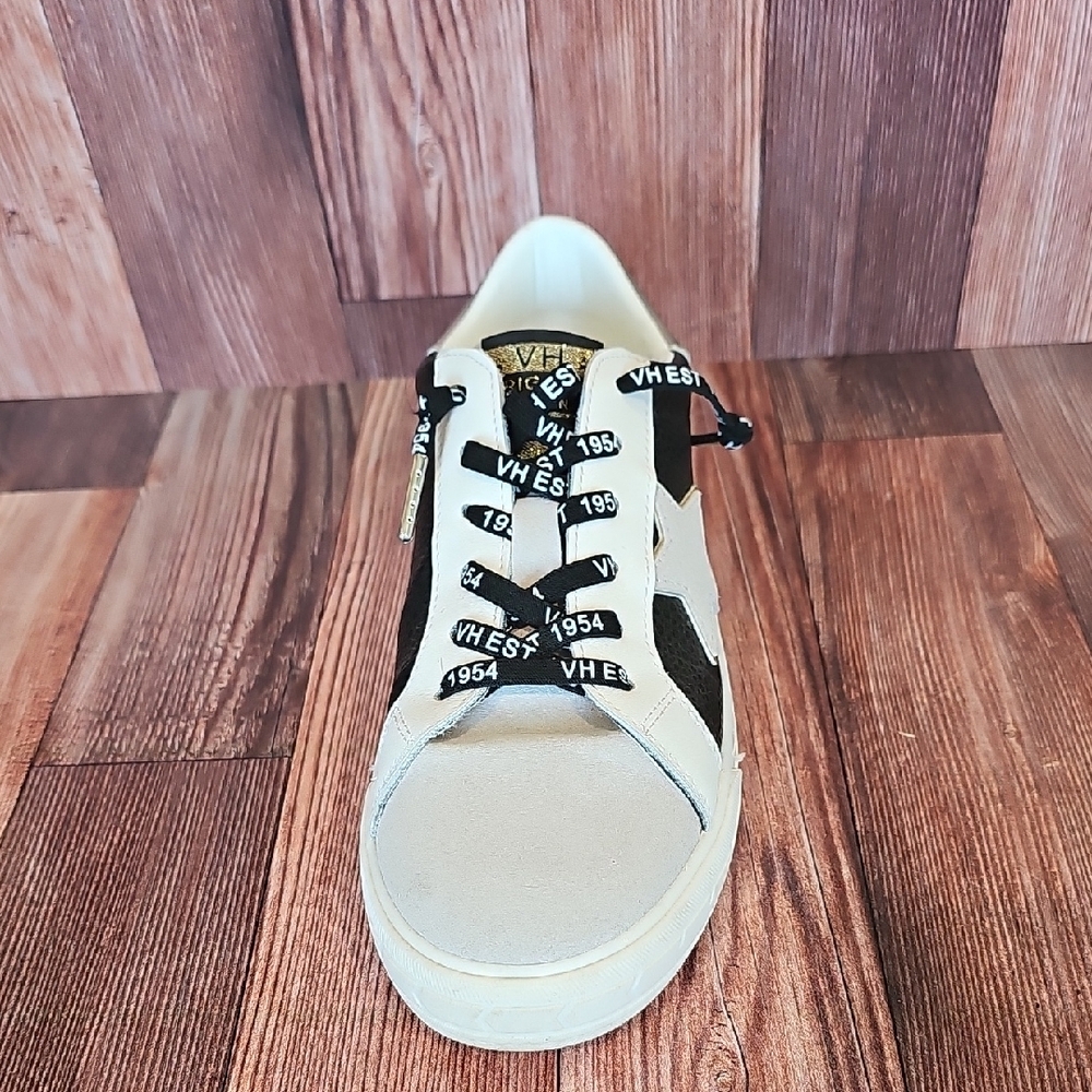 Vintage Havana Black and White Sneakers with Gold Highlights - Picture 3 of 10